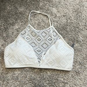 Aerie gently worn white crochet-like high-neck bikini top